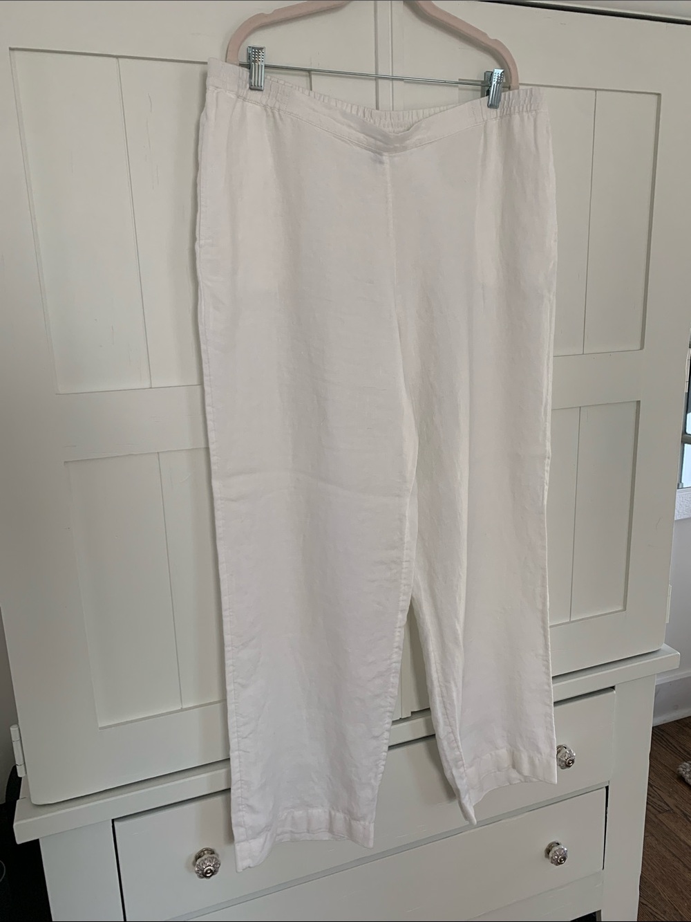 J. Jill White Wide-Leg Linen Blend Pants